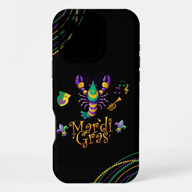 Crayfish/trumpet/mask/fleur de lis Mardi Gras  iPhone Case (Back)