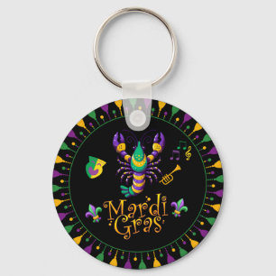 Crayfish/trumpet/mask/fleur de lis Mardi Gras Key Ring