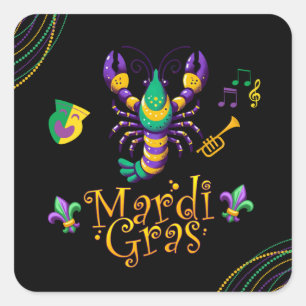 Crayfish/trumpet/mask/fleur de lis Mardi Gras Square Sticker