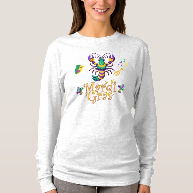 Crayfish/trumpet/mask/fleur de lis Mardi Gras  T-Shirt (Front)