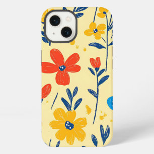 Crayon and Butterfly Flowers iPhone 13 Case