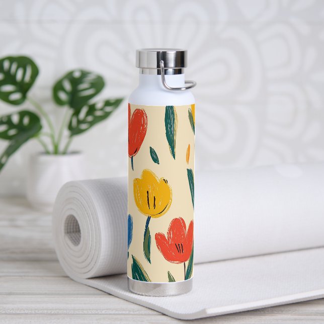 Crayon and Butterfly Flowers Water Bottle (Yoga)