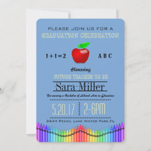 Crayon & Apple Teacher Graduation Invitation