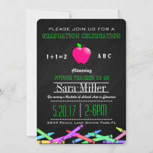 Crayon & Apple Teacher Graduation Invitation
