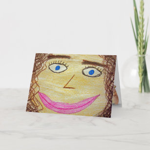 crayon artwork of funny face birthday card