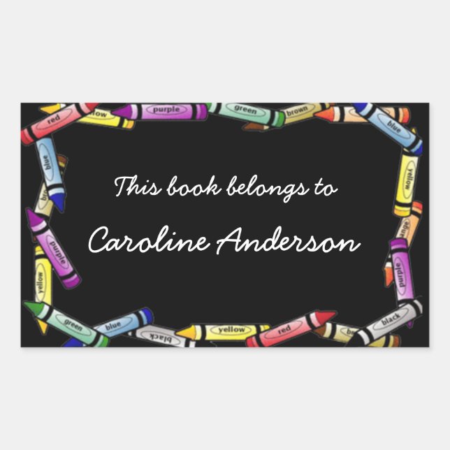 Crayon Border Bookplate Sticker (Front)