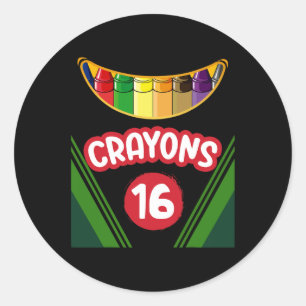 Crayon Box Fun Teacher Student Crayon Squad Hallow Classic Round Sticker