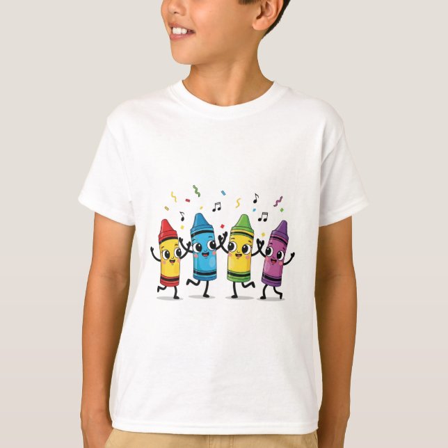 Crayon Characters Dancing T-Shirt (Front)