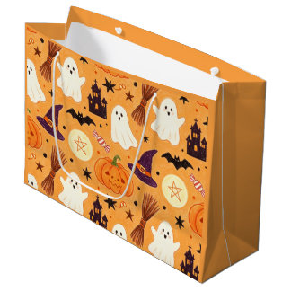 Crayon Children Drawing Whimsical Halloween Large Gift Bag