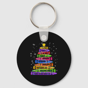Crayon Christmas Tree Lights School Teacher Studen Key Ring