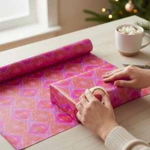 Crayon Diamonds Geometric Pink Purple Orange  Wrapping Paper