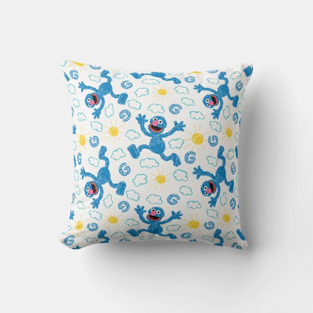 Crayon Grover Sunshine Pattern Cushion (Front)