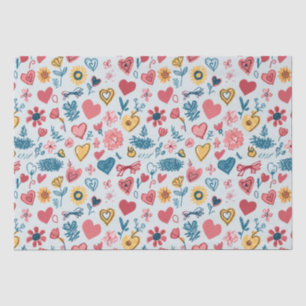 Crayon Hearts and Flowers Tissue Paper