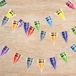 Crayon Kids Birthday Party Multicolor Bunting