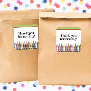 Crayon Kids Birthday Party Thank You  Square Sticker