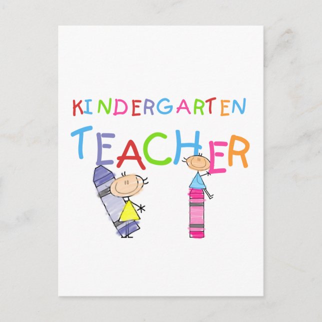 Crayon Kindergarten Teacher Tshirts and Gifts Postcard (Front)