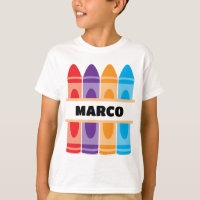 Crayon Name Shirt, Kids School Kindergarten , Boys
