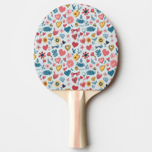 Crayon Pastel Heart & Flowers Ping Pong Paddle