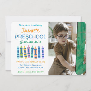 Crayon Photo Preschool Graduation Invitation