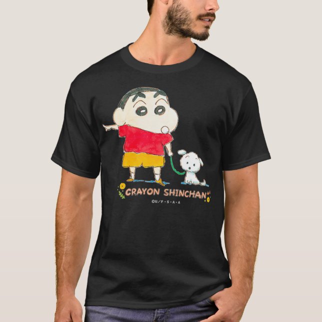 Crayon Shin-chan Shin-chan and Shiro Over there T-Shirt (Front)