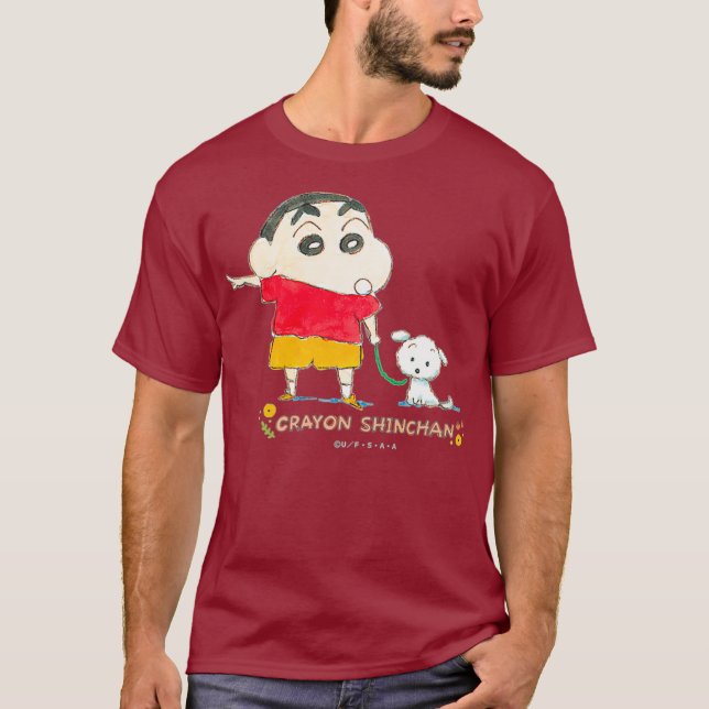 Crayon Shin-chan Shin-chan and Shiro Over there T-Shirt (Front)