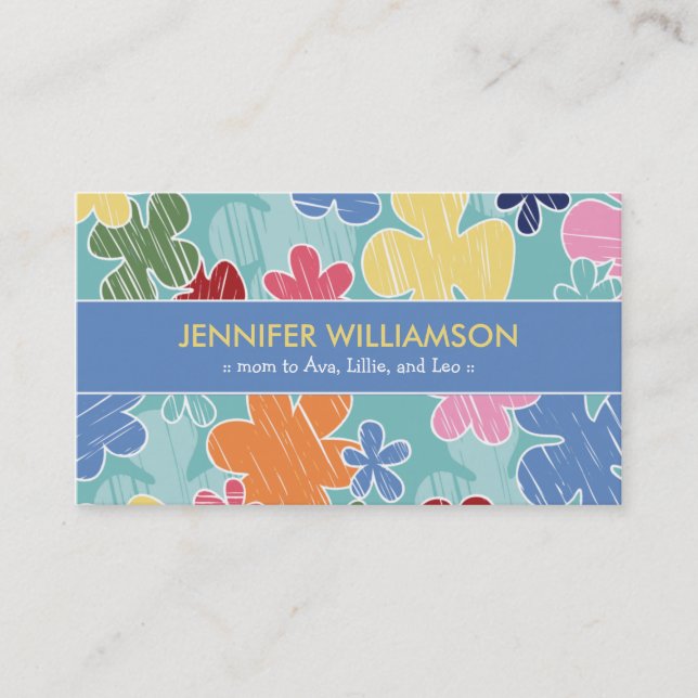 Crayon Sketch Mummy Calling Card (blue) (Front)