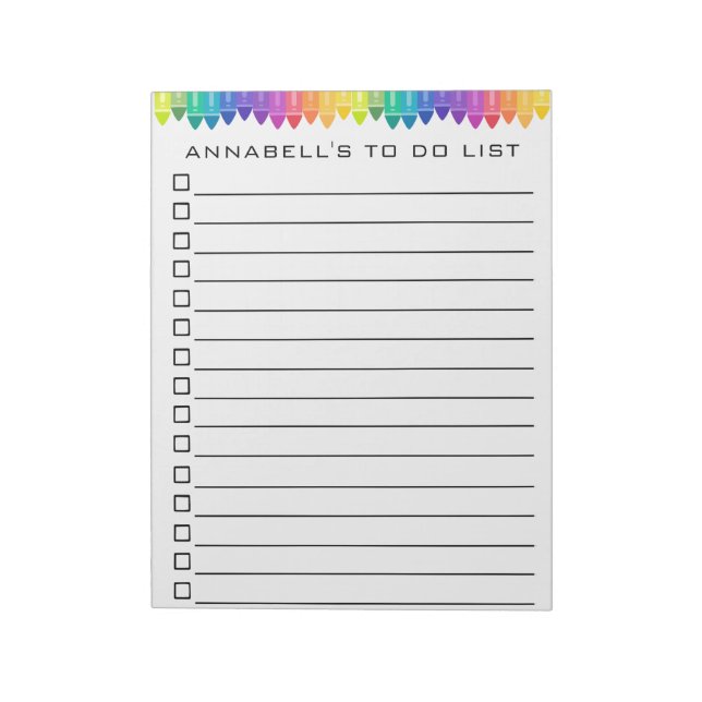 Crayon To Do List Personalise Notepad (Rotated)