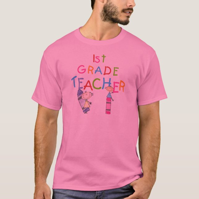 Crayons 1st Grade Teacher Tshirts and Gifts (Front)