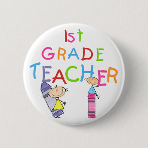 Crayons 1st Grade Teacher Tshirts and Gifts 6 Cm Round Badge