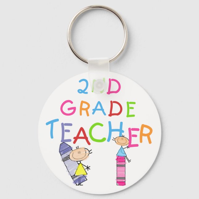 Crayons 2nd Grade Teacher Tshirts and Gifts Key Ring (Front)