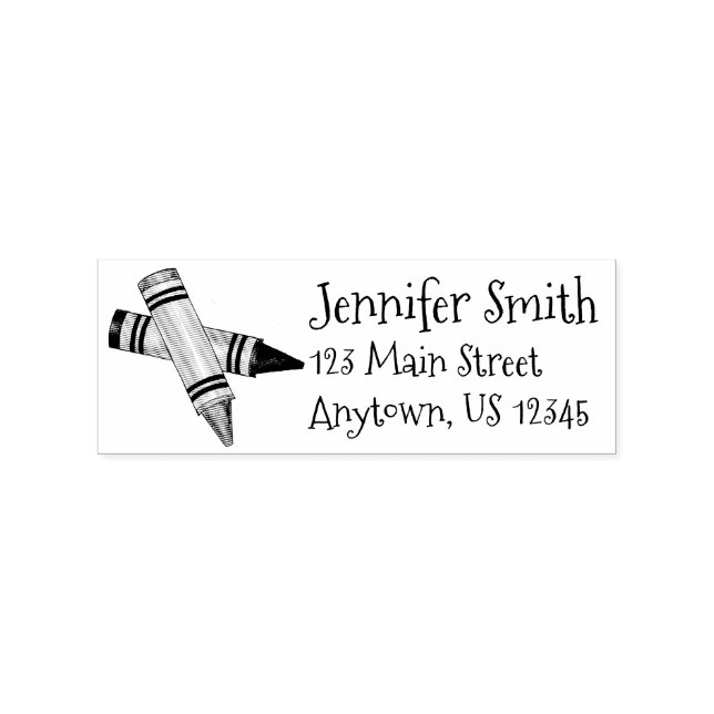Crayons Art Supplies Artist Teacher School Address Rubber Stamp (Imprint)