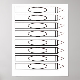 Crayons - Black & White Poster