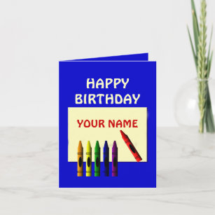 Crayons Colour My Name Happy Birthday Greeting Car Card