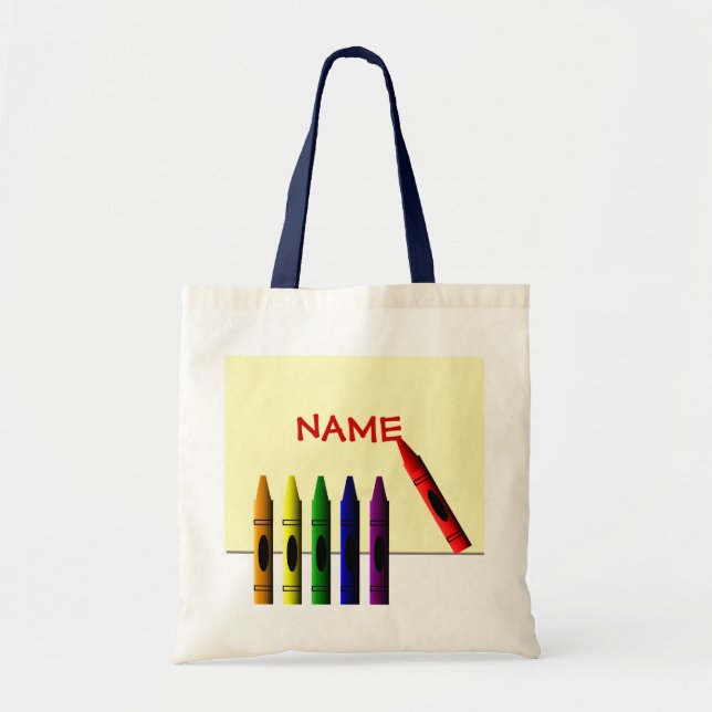 Crayons Colour my Name Kids Tote Bag (Front)