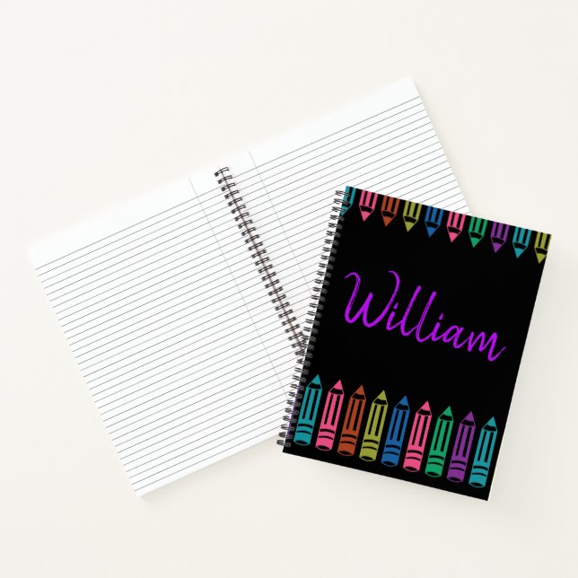 Crayons Doodles Personalised Sketc,Back To School  Notebook (Inside)