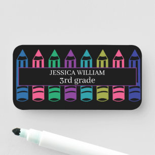 Crayons Doodles Personaliz Sketch Back To School   Name Tag