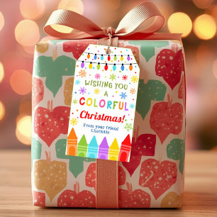 Crayons gift tag, Christmas favour tag