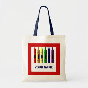 Crayons Name Template Crayon Red Tote Bag