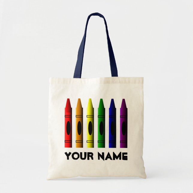 Crayons Name Template Crayon Tote Bag (Front)