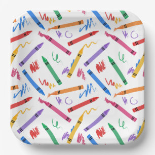 Crayons Paper Plates, Colourful School Art Party Plate
