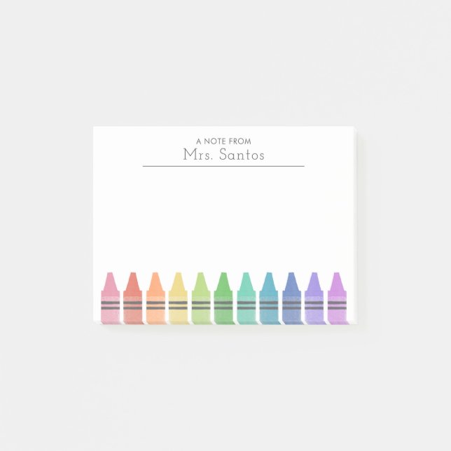 Crayons Personalised Teacher  Post-it Notes (Front)