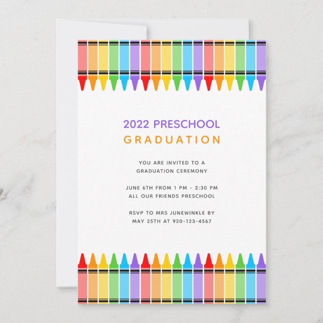 Crayons Preschool Graduation Invitation (Front)