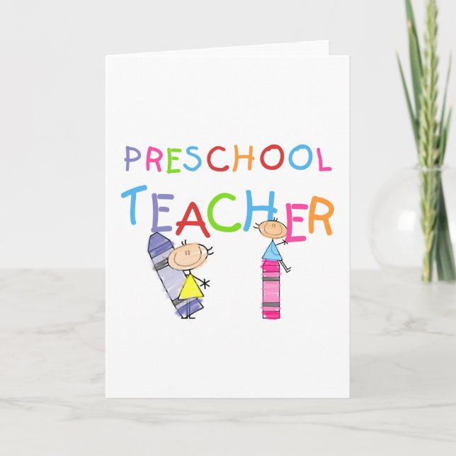 Crayons Preschool Teacher Tshirts and Gifts Card (Front)