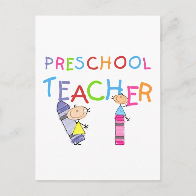 Crayons Preschool Teacher Tshirts and Gifts Postcard (Front)