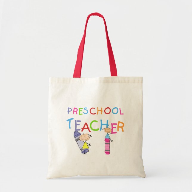 Crayons Preschool Teacher TShirts and Gifts Tote Bag (Front)
