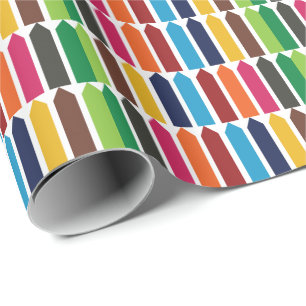 Crayons School Teacher Kids Colourful Fun Wrapping Paper