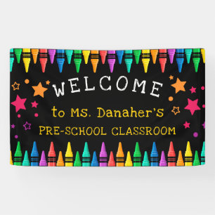 Crayons Stars Colorful Welcome Teacher's Classroom Banner