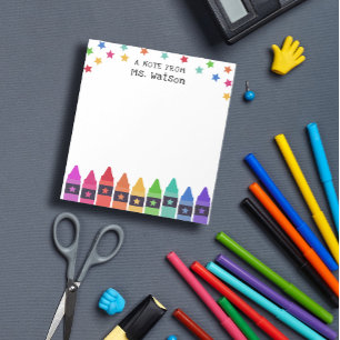Crayons & Stars Colourful Note From School Teacher
