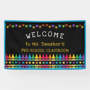 Crayons Stars Colourful Welcome Teacher's Classroo Banner