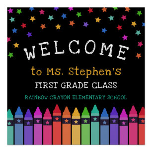 Crayons Stars Colourful Welcome Teacher's Classroo Poster
